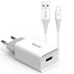 Сетевое зарядное устройство USB 5V 2.1A + кабель micro usb 1м VA0051micro Vayox цена и информация | Зарядные устройства для телефонов | hansapost.ee