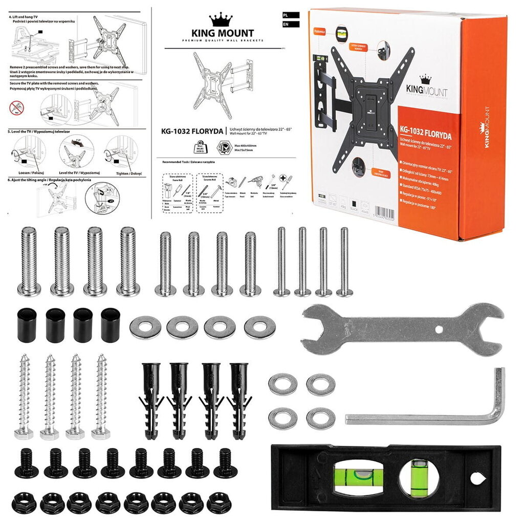 Telerihoidik 22-65" 400x400 KG-1032 Florida KING MOUNT hind ja info | Teleri seinakinnitused ja hoidjad | hansapost.ee