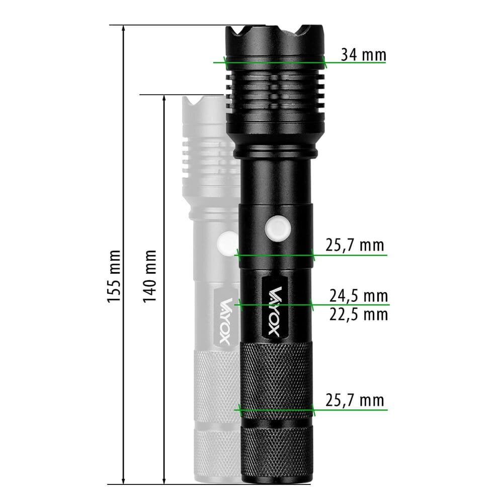 Taktikaline taskulamp XHP50 800lm USB-C VA0116 Vayox hind ja info | Taskulambid, pealambid ja prožektorid | hansapost.ee