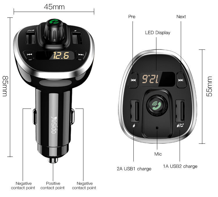 Auto FM modulaator Yesido Y39 цена и информация | FM trasmitterid ja modulaatorid | hansapost.ee