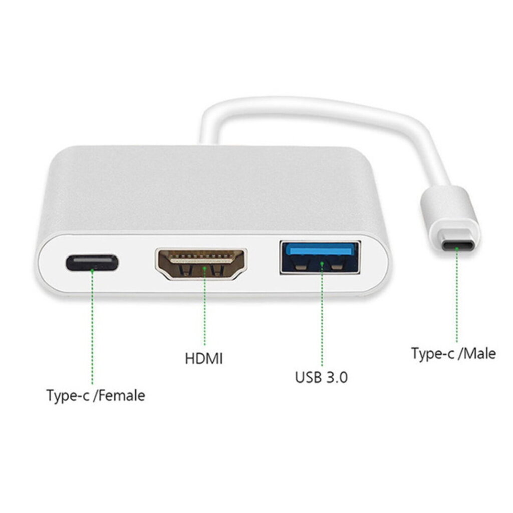 iLike HD1 3in1 USB-C (Type-C) Pistik HDMI 4K / USB 3.0 / USB-C Naine Audio & Video Kaabel Adapter Hõbe (OEM) hind ja info | USB adapterid ja jagajad | hansapost.ee