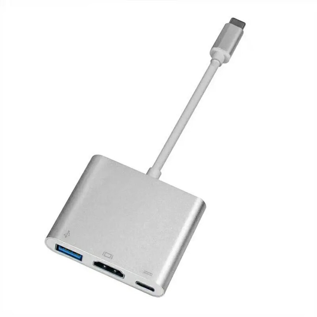 iLike HD1 3in1 USB-C (Type-C) Pistik HDMI 4K / USB 3.0 / USB-C Naine Audio & Video Kaabel Adapter Hõbe (OEM) цена и информация | USB adapterid ja jagajad | hansapost.ee