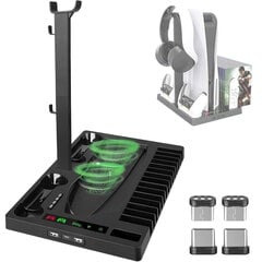 GameBox M1 Multi Dock Stand Play Station 5 juhtpuldi peakomplekti kaugjuhtimispult ja jahutusventilaatoriga must hind ja info | Mängupuldid | hansapost.ee