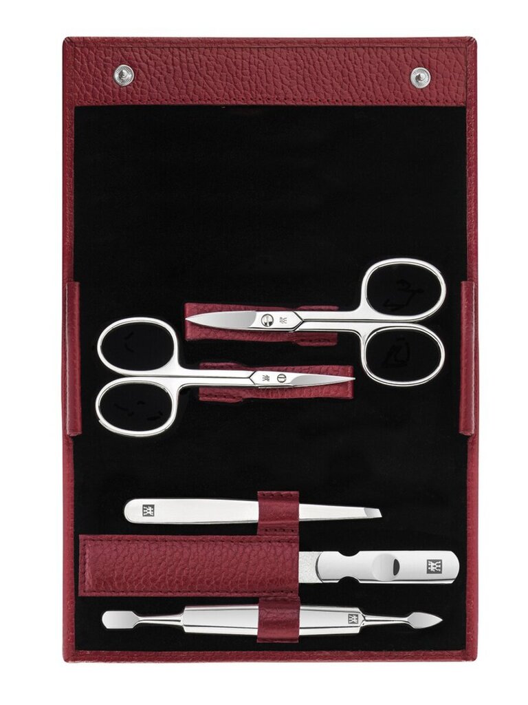 Zwilling Classic Inox Leather Case Red 5Pcs цена и информация | Maniküüri ja pediküüri tarvikud | hansapost.ee