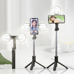 Selfie Stick MINI - with detachable bluetooth remote control, tripod and 2 LED lights - P40S-M BLACK цена и информация | Моноподы для селфи («Selfie sticks») | hansapost.ee