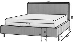 Voodi Eltap Plissa, 140x200 cm, hall/must price and information | Beds | hansapost.ee