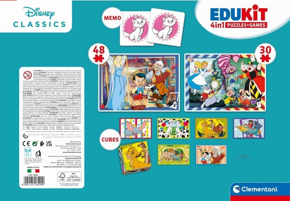 Mängukomplekt Clementoni Edukit 4in1 Disney Classic 18290 hind ja info | Arendavad laste mänguasjad | hansapost.ee