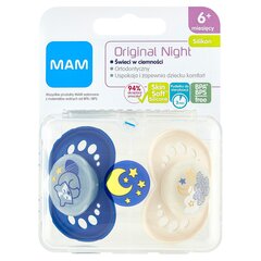 Силиконовые соски Mam Original Night Boy, 6 мес+, 2 шт. цена и информация | Пустышки | hansapost.ee