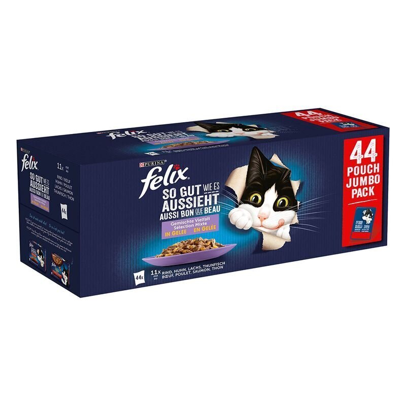 Purina Felix konserv kassidele veise-, kana-, lõhe- ja tuunikalaga, 44x85 g hind ja info | Kassikonservid | hansapost.ee