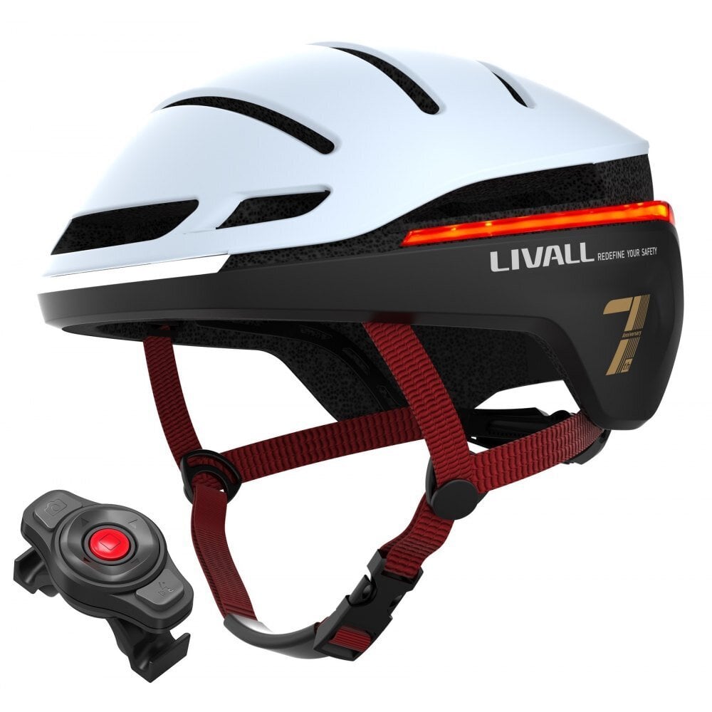 Rattakiiver Livall EVO21 Smart LED/SOS 58-62cm, valge hind ja info | Kiivrid | hansapost.ee