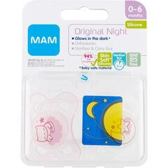 Соски Mam Original Night, 0-6 мес, 2 шт. цена и информация | Пустышки | hansapost.ee