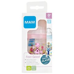 Стеклянная бутылочка для кормления Mam Feel Good, 0 мес+, 170 мл цена и информация | Бутылочки и аксессуары | hansapost.ee