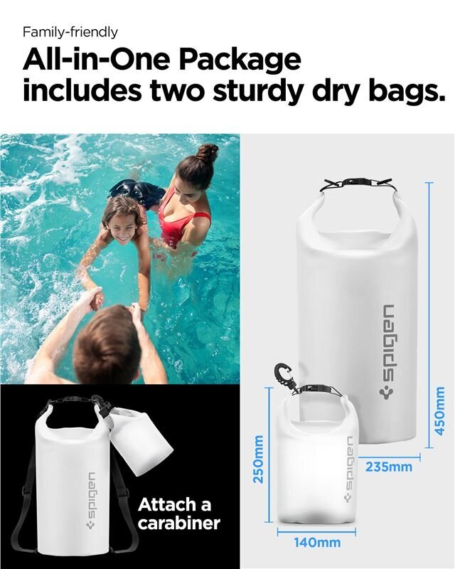 Kott Spigen Aqua Shield WaterProof Dry Bag 20L + 2L A630, snow white цена и информация | Telefonide kaitsekaaned ja -ümbrised | hansapost.ee