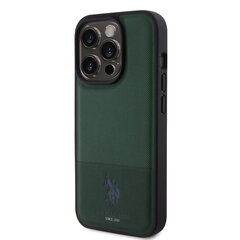 U.S. Polo PU Leather Mesh Pattern Double Horse Case for iPhone 15 Pro Green цена и информация | Чехлы для телефонов | hansapost.ee