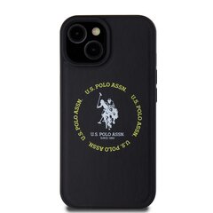 U.S. Polo PU Leather Printed Round Double Horse MagSafe Case for iPhone 15 Black цена и информация | Чехлы для телефонов | hansapost.ee