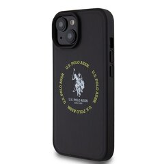 U.S. Polo PU Leather Printed Round Double Horse MagSafe Case for iPhone 15 Black цена и информация | Чехлы для телефонов | hansapost.ee