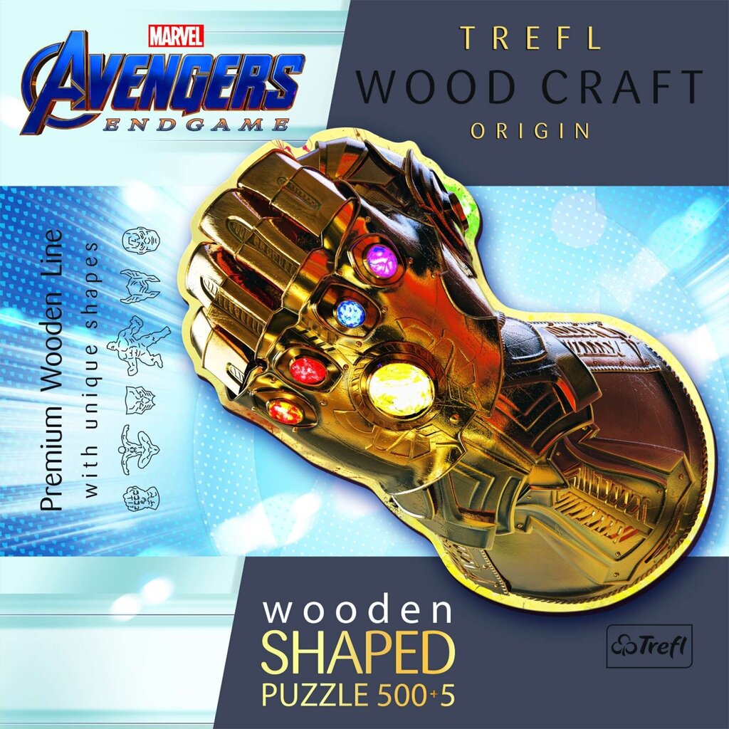 Puidust pusle Infinity Glove Avengers Trefl 500 tk цена и информация | Pusled lastele ja täiskasvanutele | hansapost.ee