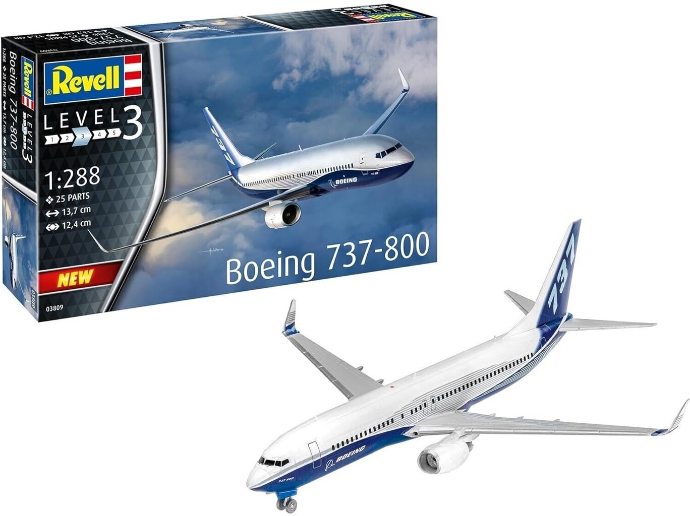Revell - Boeing 737-800, 1/288, 03809 hind ja info | Klotsid ja konstruktorid | hansapost.ee