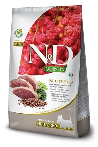 Farmina N&D Quinoa Mini pardi, brokkoli ja spargliga, 2,5 kg hind ja info | Koerte kuivtoit ja krõbinad | hansapost.ee