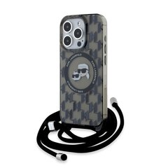 Karl Lagerfeld IML Monogram Crossbody K&CH Heads MagSafe Case for iPhone 15 Pro Black цена и информация | Чехлы для телефонов | hansapost.ee