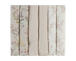 Муслиновые пеленки KikkaBoo Secret Garden Beige, 30x30 см, 6 шт. цена и информация | Пеленальные доски и пеленки | hansapost.ee