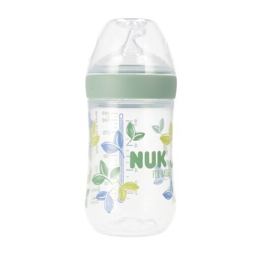 Kõhukoolikute vastane pudel koos soojusindikaatoriga Nuk Medium Flow, Green, 3 kuud+, 260 ml цена и информация | Lutipudelid ja tarvikud | hansapost.ee