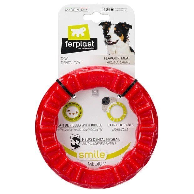 Mänguasi koertele Ferpalst Smile ring, M, punane hind ja info | Koerte mänguasjad | hansapost.ee