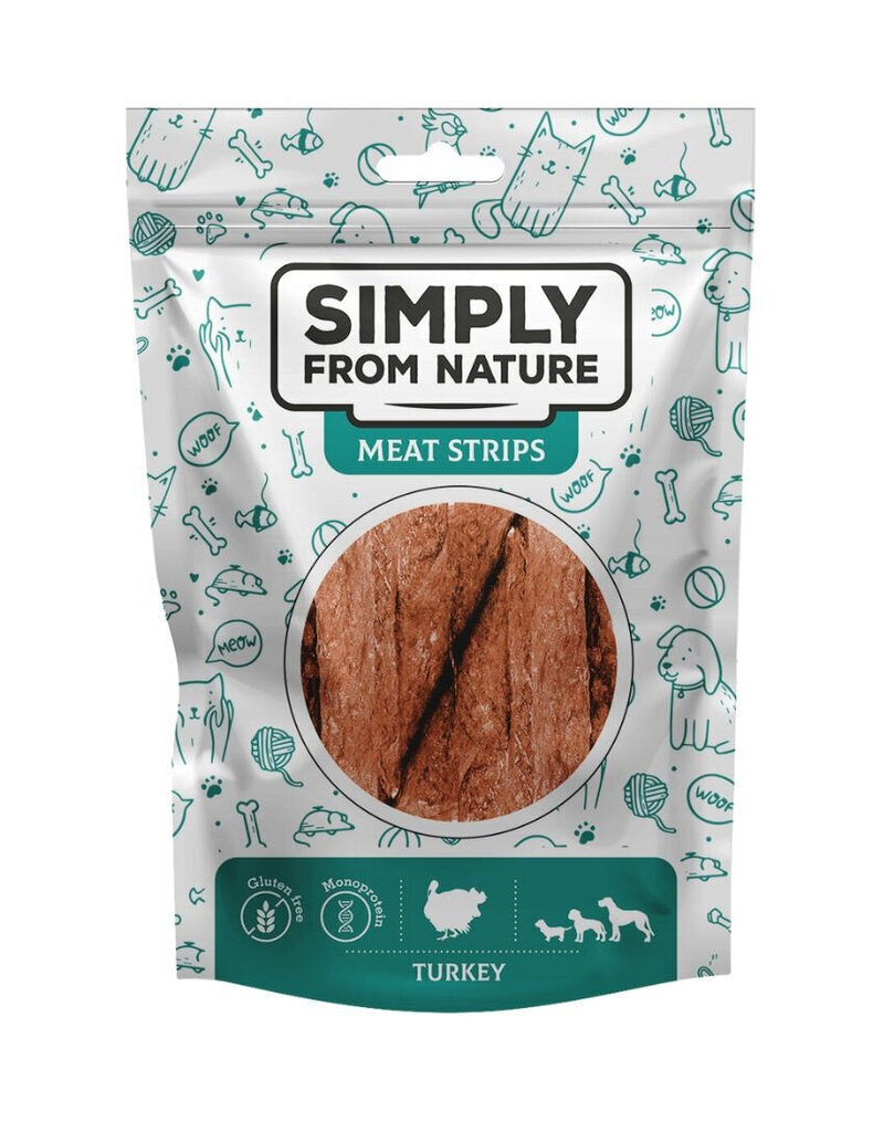 Simply From Nature Meat Strips kalkunilihaga, 5x80 g hind ja info | Koerte maiused | hansapost.ee