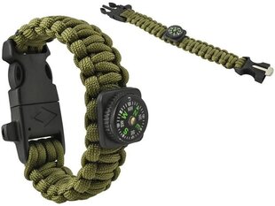 Paracord Armband Army Green 5in1 Tool Survival Outdoor Active,  легкий, водонепроницаемый цена и информация | Аксессуары для смарт-часов и браслетов | hansapost.ee