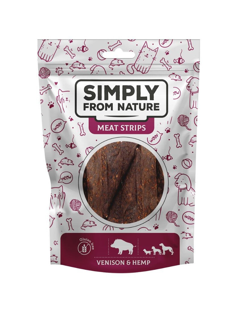 Simply From Nature Meat Strips ulukiliha ja kanepiga, 5x80 g hind ja info | Koerte maiused | hansapost.ee