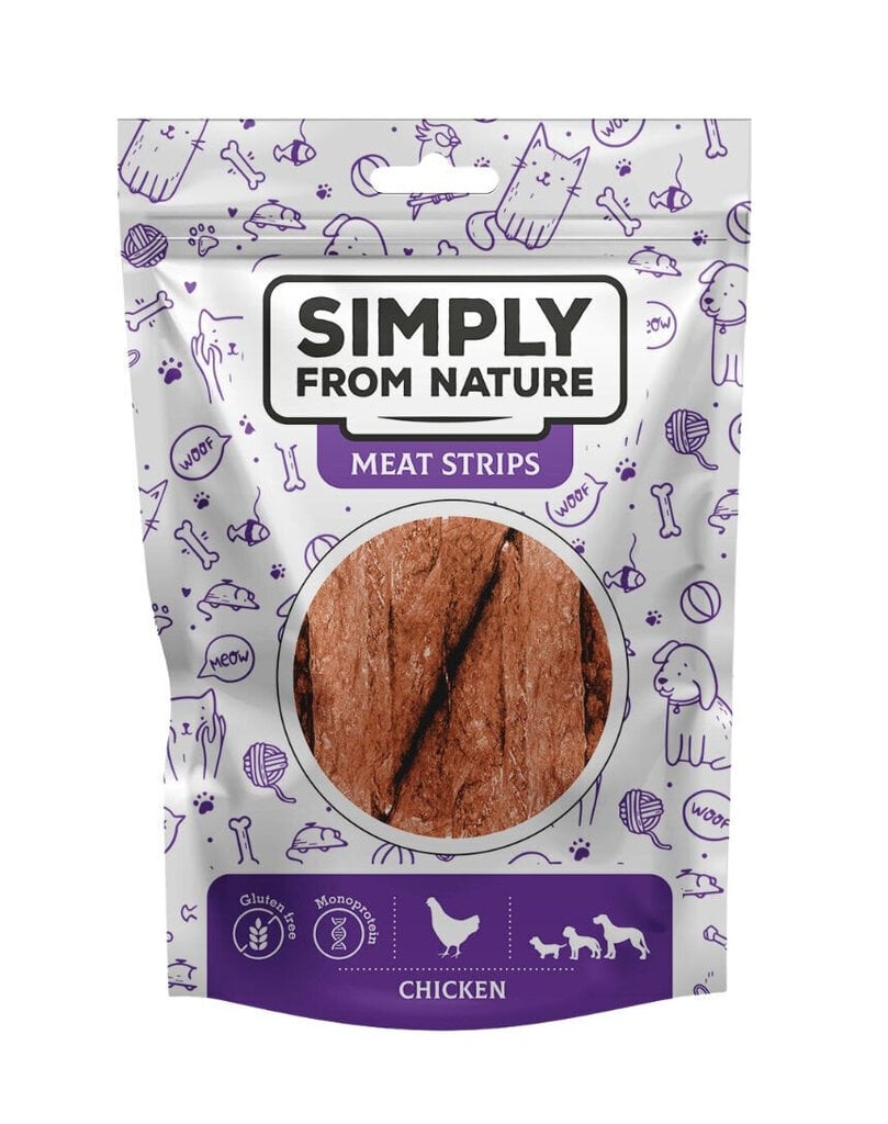 Simply From Nature Meat Strips kanaga, 5x80 g цена и информация | Koerte maiused | hansapost.ee