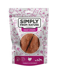 Simply From Nature Meat Strips kalkuniliha ja kookospähkliga, 5x80 g hind ja info | Koerte maiused | hansapost.ee