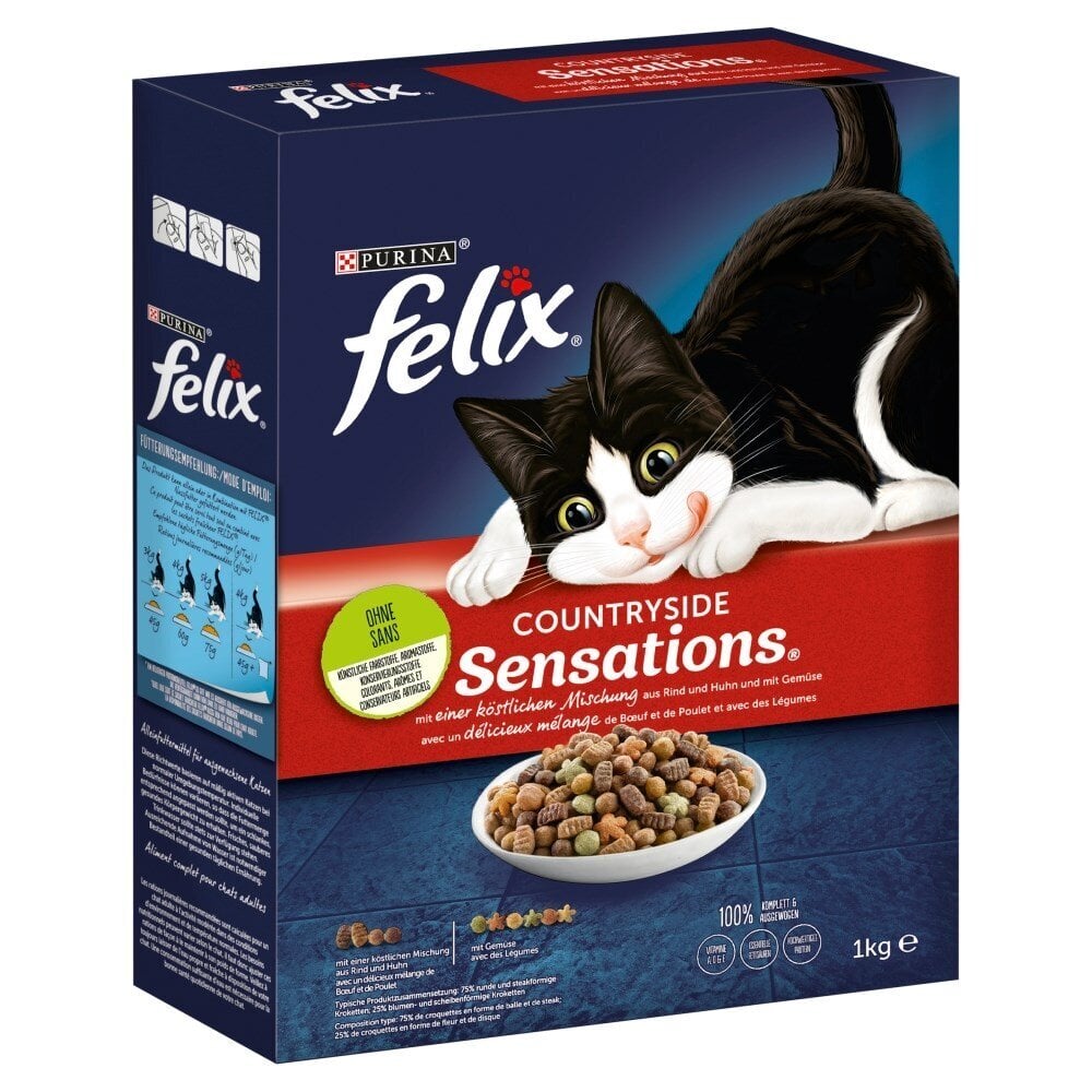 Purina Felix Countryside Sensations veiselihaga, 1 kg hind ja info | Kassi kuivtoit ja kassikrõbinad | hansapost.ee