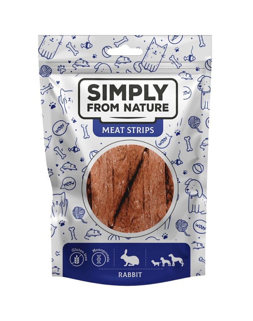 Simply From Nature Meat Strips küülikuga, 5x80 g hind ja info | Koerte maiused | hansapost.ee