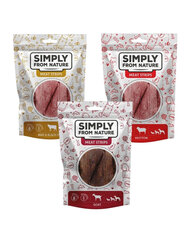 Simply From Nature Meat Strips Mix veise-, kitse- ja lambalihaga, 3x80 g hind ja info | Koerte maiused | hansapost.ee