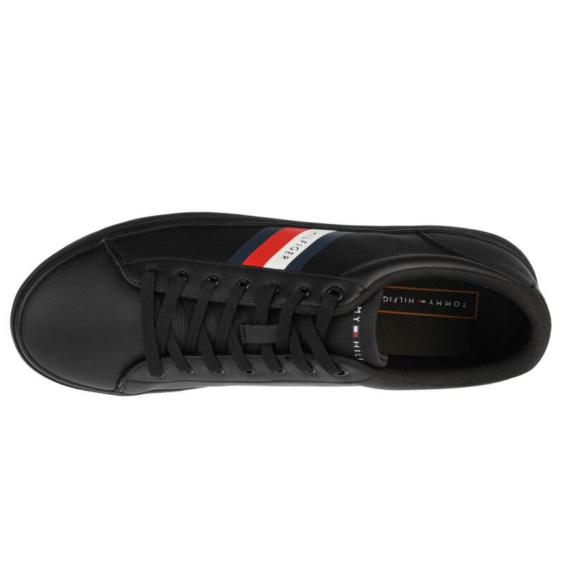 Meeste vabaaja tossud Tommy Hilfiger Essential Leather Vulc Stripes M FM0FM03722, mustad цена и информация | Spordijalatsid ja vabaajajalatsid meestele | hansapost.ee