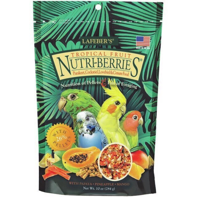 Nutri-Berries Tropical Fruit toit väikestele ja keskmistele papagoidele, 284 g цена и информация | Eksootiliste loomade toit | hansapost.ee