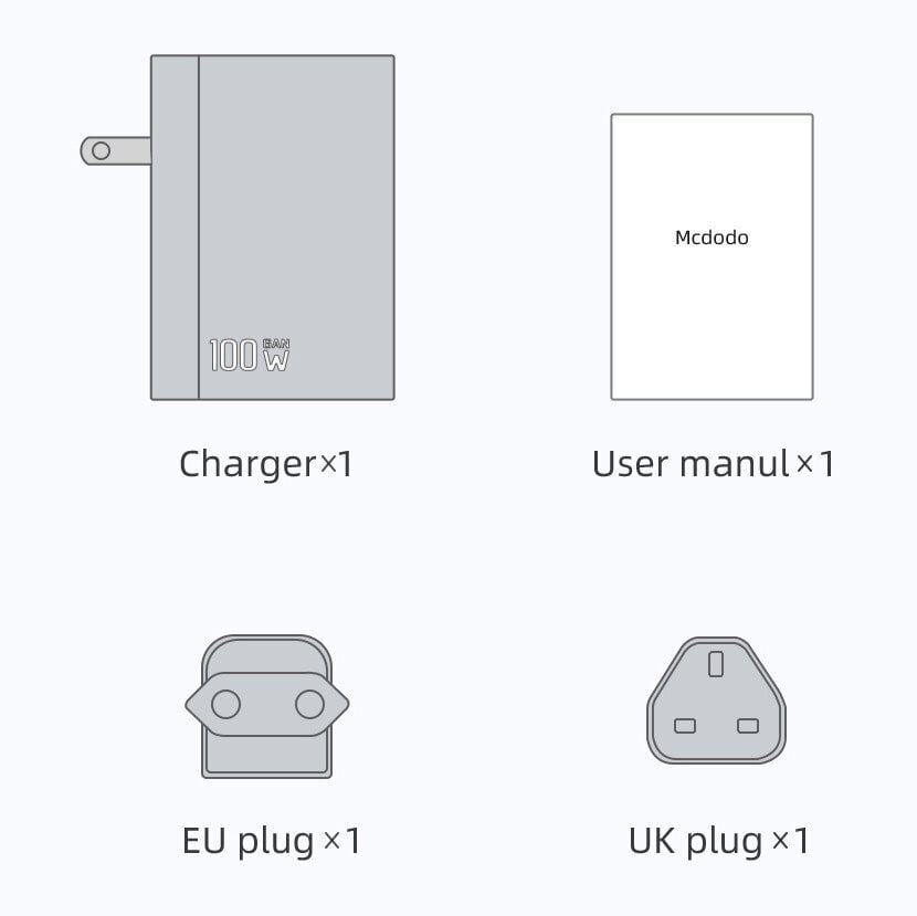 Mcdodo GaN kiirlaadija telefonile, sülearvutile USB-C PD USB-A QC 100W must цена и информация | Auto akulaadijad | hansapost.ee