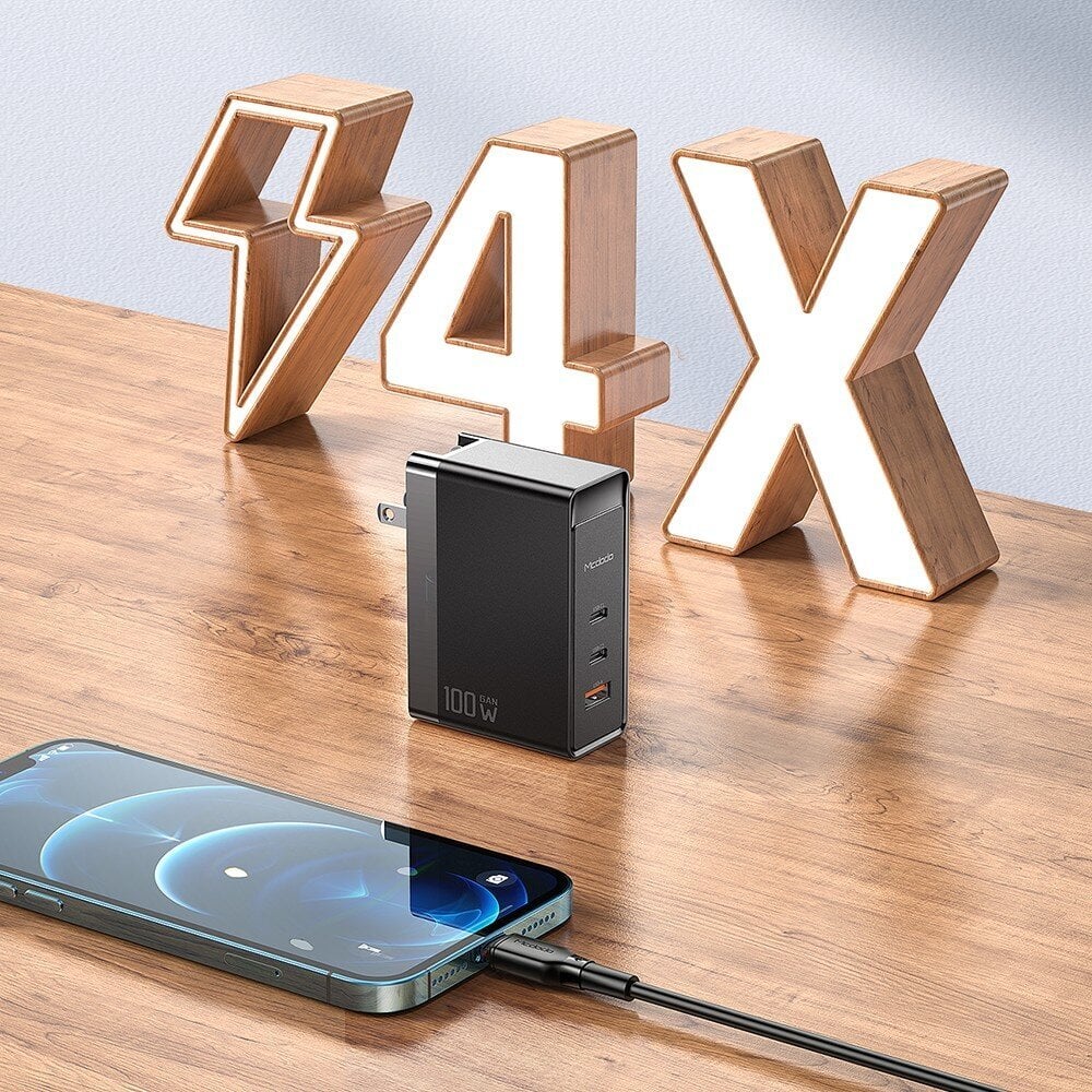 Mcdodo GaN kiirlaadija telefonile, sülearvutile USB-C PD USB-A QC 100W must hind ja info | Auto akulaadijad | hansapost.ee