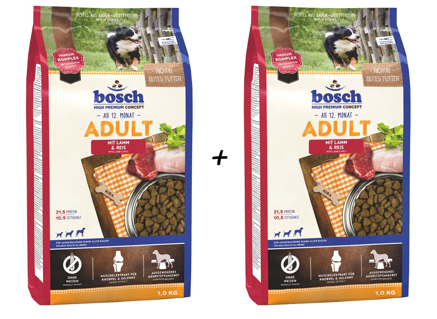 Bosch Petfood Adult Lamb & Rice High Premium koertele lambaliha ja riisiga, 1kg+1kg hind ja info | Koerte kuivtoit ja krõbinad | hansapost.ee