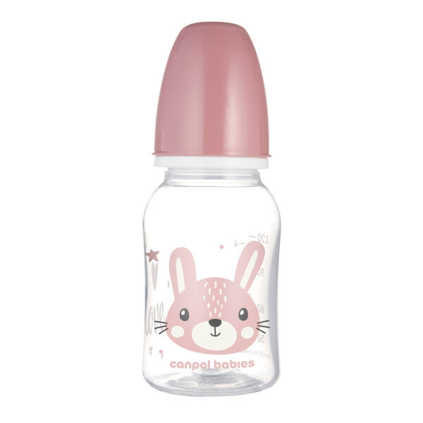 Kitsa kaelaga pudel Canpol Cute Animals 120ml, roosa (11/851) цена и информация | Lutipudelid ja tarvikud | hansapost.ee