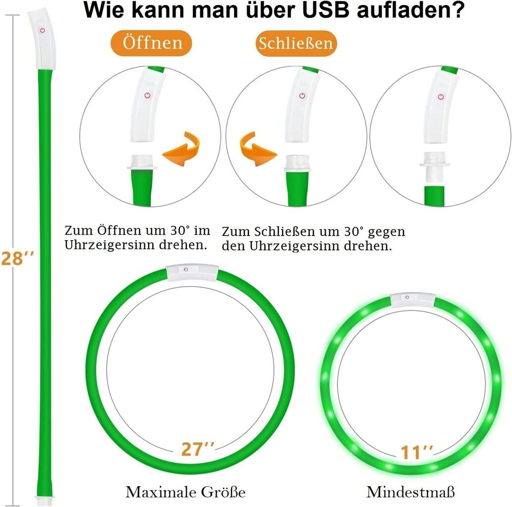 LED kaelarihm koertele ja kassidele Collar, roheline hind ja info | Koerte kaelarihmad ja traksid | hansapost.ee