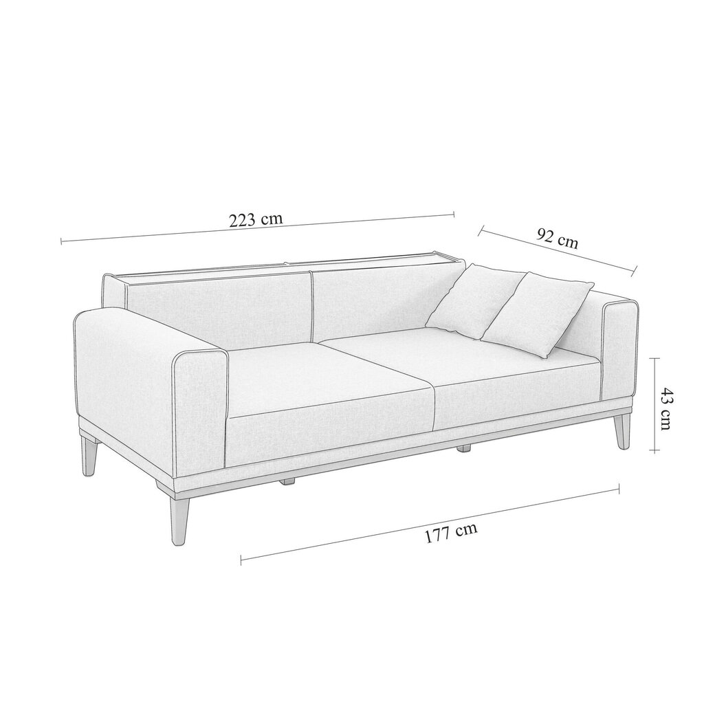 2-osaline pehme mööbli komplekt Liones-TKM1-1053, hall цена и информация | Pehme mööbli komplektid | hansapost.ee