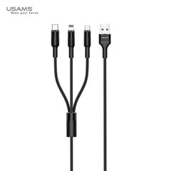 USAMS Kabel pleciony U5 3w1 1,5m 2A czarny|black (lightning|microUSB|USB-C) SJ2193IN101 (US-SJ219) цена и информация | GPS навигаторы | hansapost.ee