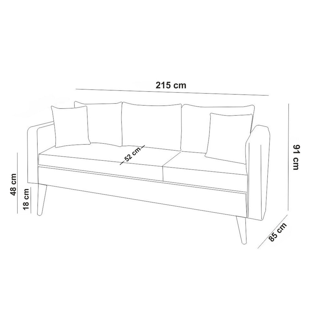 2-osaline pehme mööbli komplekt Sofia-TKM01-1501, hall цена и информация | Pehme mööbli komplektid | hansapost.ee