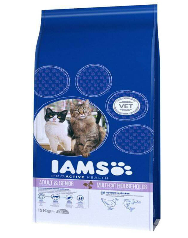 Iams ProActive Health Adult & Mature & Senior​ lõhe ja kanaga, 15 kg цена и информация | Kassi kuivtoit ja kassikrõbinad | hansapost.ee