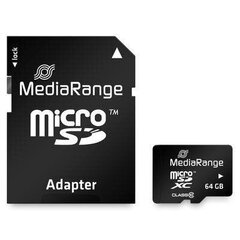 Mediarange 64 GB microSDXC memory card (black Class 10) + ADAPTER hind ja info | Fotoaparaatide mälukaardid | hansapost.ee