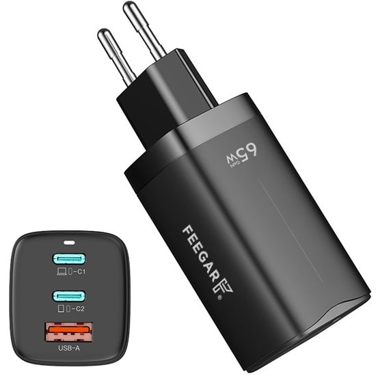 Сетевое зарядное устройство Feegar GaN 65W 3x USB Type C PD EAN (GTIN) 5904610880098